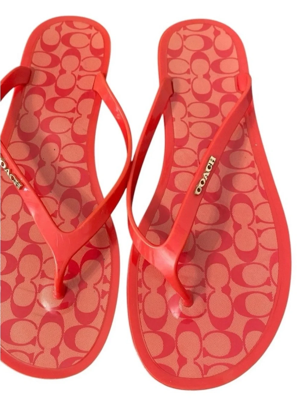 Coach Women’s Coral Logo Jelly Flip Flops